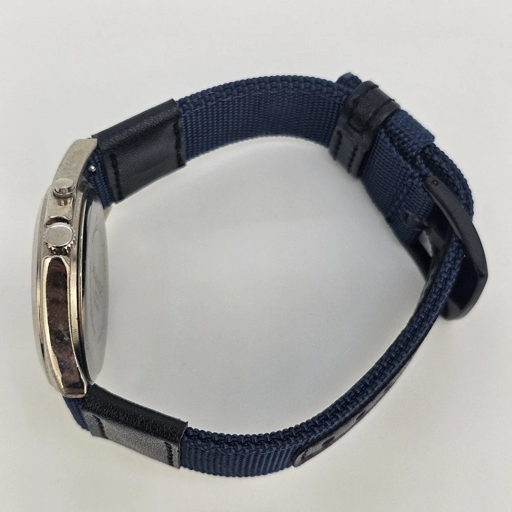 Advance Men Watch 40MM White Dial Blue Canvas Bands NewBattery LIGHT NOT WORKING